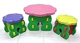 Puzzle Mat Table and Chairs Colorful Foam Furniture Set for Kids - Colors May Vary