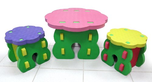 Puzzle Mat Table and Chairs Colorful Foam Furniture Set for Kids - Colors May Vary