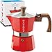 GROSCHE Milano Stovetop Espresso Maker Moka Pot 3 Cup - 5oz, Red - Cuban Coffee Maker Stove top Coffee Maker Moka Italian Espresso greca Coffee Maker Brewer Percolator
