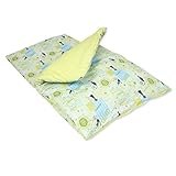 【リバーシブル】お昼寝布団カバーセット　【2重ガーゼ生地　パイル生地　掛カバー敷きカバー】 (猫（グリーン）)