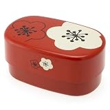 Kotobuki 2-Tiered Bento Box, Red/White Plum