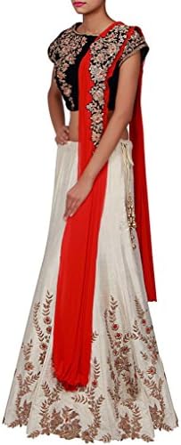 Panisha Women's Lehenga Adorn In Zardosi And French Knot Embroidery Replica Large Cream