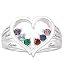 Personalized Sterling Silver Mother's Birthstone Heart Ring