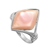 Silver Ring with Stone - Pink Mother of Pearl - Height: 23mm, Size: 6-10