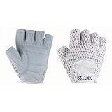 Womens Lifting Gloves with Genuine Leather and Cotton Meshback