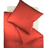 fleuresse Bettw&auml;sche 9100-4069, 135/200 cm colours Uni Mako Satin, Farbe gebranntes Rot, 100% Baumwolle