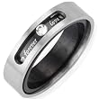 Dual Layer Stainless Steel Cubic Zirconia "Forever Love" Twistable 5.1mm Band Ring - Men Dual Layer Stainless Steel Cubic Zirconia "Forever Love" Twistable 5.1mm Band Ring - Men