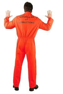 Charades Men's Bad Boy Department Of Corrections Jumpsuit, Orange, Large