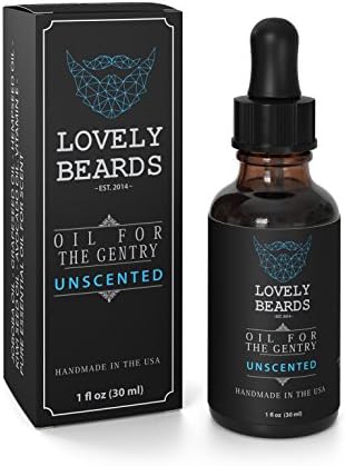 Lovely Beards Organic Beard Oil &amp; Leave-In Conditioner Softener, Handmade In The USA, On Social Media, Best for Groomed Beard Growth, Mustache &amp; Face, Unscented