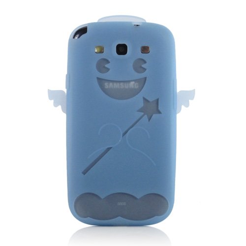 ZuGadgets Light Blue Fancy 3D Smile Angel Design Silicone Gel Soft Case Cover Shell for Samsung Galaxy S III /S3 i9300 (7643-4)