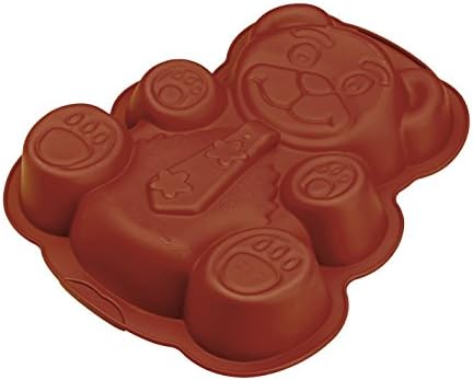 Happy flex HF1280 Teddy Bear Cake Tin, Silicone, Red Brick Capacity 1.6 l