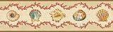 Shell Walks Coral Wallpaper Border by Waverly in Master Suites