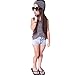 Leezo Toddler Girl Headband+Top T-shirt+Short Jeans Pants Clothes Set