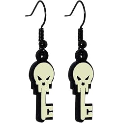 Skull Skeleton Key Glow Earrings