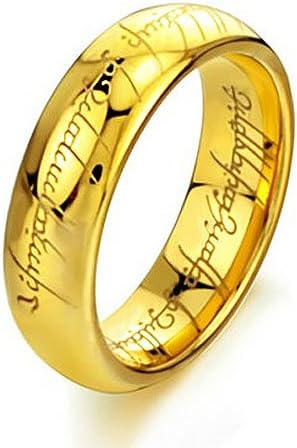 Crownea Tungsten Carbide Lord of the Rings Style Gold plated "The One" Ring For Him 6mm Size 11 #614711