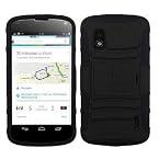 LG Google Nexus 4 E960 Hybrid Curve Stand Accessory Case Cover - Black
