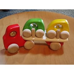 Bajo - 41430 - Autotransporter mit Fahrer, rot, Holz, 20cm