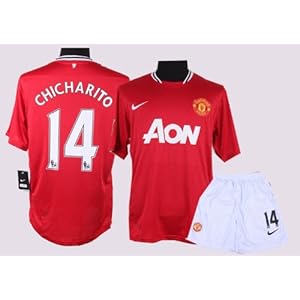 MANCHESTER UNITED 2011 / 2012 HOME JERSEY CHICHARITO SHIRT + SHORTS SIZE S