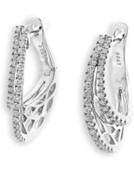 (X1000Diamond) 18K/750 White Gold Fashion Style Diamond Huggies Earring (0.44 cttw, G-H Color, VS2-SI1 Clarity)