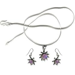 Pendant and Earrings Set Sterling Silver Amethyst Jewelry (gpers030)