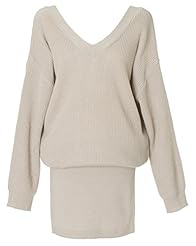 Sexy V-neck Sweater Banding Fitted Long Sleeves General Print Acrylic  Dress