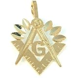 14K Gold Charm Freemason Masonic Pendant Jewelry Part