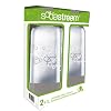 Sodastream Carbonating Bottles Twin Pack with Grey Caps BPA Free Plastic Clear Grey Each bottle holds 1 litre and measures 9 cm x 9 cm x 26 cm