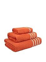Flor De Algodón Set Toalla 3 Uds. 400 gr Naranja 30X50+50X100+100X150 cm
