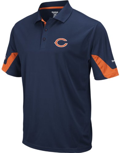 Reebok Chicago Bears Navy Blue-Orange Sideline Team Performance Polo (Small)