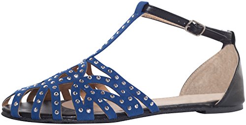 Chatties Women's Rhinestone Studded Contrast T-Strap Gladiator Sandals