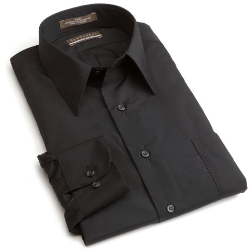 Van Heusen Men's Long Sleeve Wrinkle Free Poplin Fitted Solid Shirt