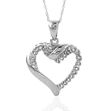 10k White Gold Diamond Heart Pendant (1/10 cttw, I-J Color, I2-I3 Clarity), 18