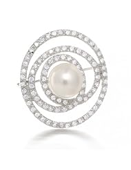 Bling Jewelry Swirl Cz Pearl Bridal Brooch Pin by 