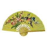Hand-painted Folding Decorative Wall Fan - Butterfly & Flower Design