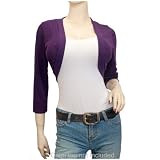 Plus Size Purple Hot 3/4 Sleeve Cropped Bolero Shrug