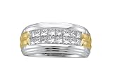 Mens 14k Two Tone Gold 1.00 ctw Princess Cut Diamond Wedding Band