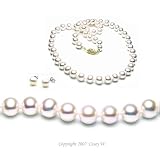 Cultured 18 Inches 1-Strand 7-8mm White Pearl Necklace & 7-7.5mm White Pearl Earrings with Silver Mount