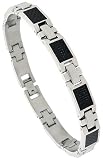 8 1/2 Gent's Surgical Steel / Carbon Fiber Bracelet 3/8 (9 mm) wide