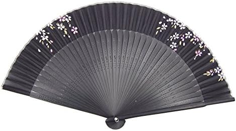DawningView® Japanese Handheld Folding Fan, Long Bamboo Frame (Sakura, with sleeve)