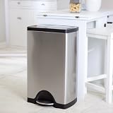 simplehuman Step Trash Cans, Rectangular, Fingerprint-Proof, Stainless Steel