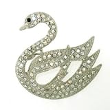 Platinum-Plated Swarovski Crystal Swan Design Brooch/Pin