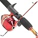 South Bend Worm Gear Fishing Rod and Spincast Reel Combo (Red)