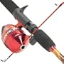 South Bend Worm Gear Fishing Rod and Spincast Reel Combo (Red)