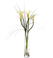 Artificial Calla Lily Bamboo Glass Vase