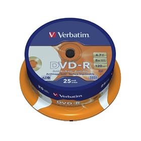 Verbatim 43634 DVD-R 8x Archival Print' 25 pack