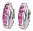 14k White Gold Pink Topaz Huggie Earrings