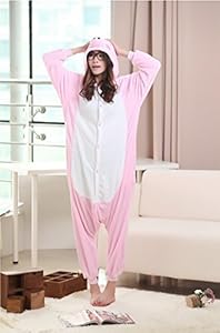 Skycastle(tm) High Quality Pink Pig Cartoon Animal Shaped Winter Unisex One-piece Pajamas Hoodie Sleepwear Cosplay Costume (M)