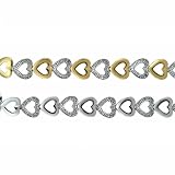 Your Choice Of 14k White Or Yellow Gold Diamond Heart Bracelet 0.15Ctw