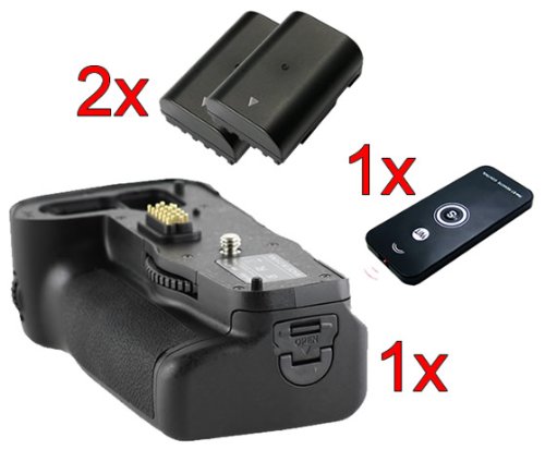 Minadax Profi Batteriegriff für Pentax K-5 und K-7 als D-BG4 Ersatz + 2 Pentax D-Li90 Nachbau-Akkus + 1x Infrarot Fernbedienung!