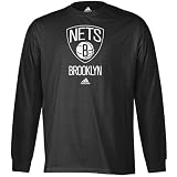NBA adidas Brooklyn Nets Primary Logo Long Sleeve T-Shirt - Black (Medium)
